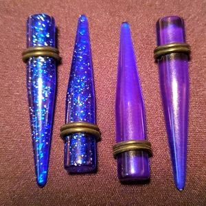 Purple glitter Tapers 2 pair ear plugs body piercing jewelry 00 gaug…
